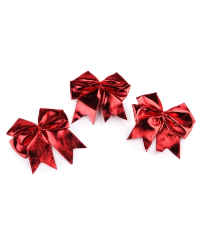 Vánoční červená mašle metalická 10,5x12 cm - 1 ks | Mimib