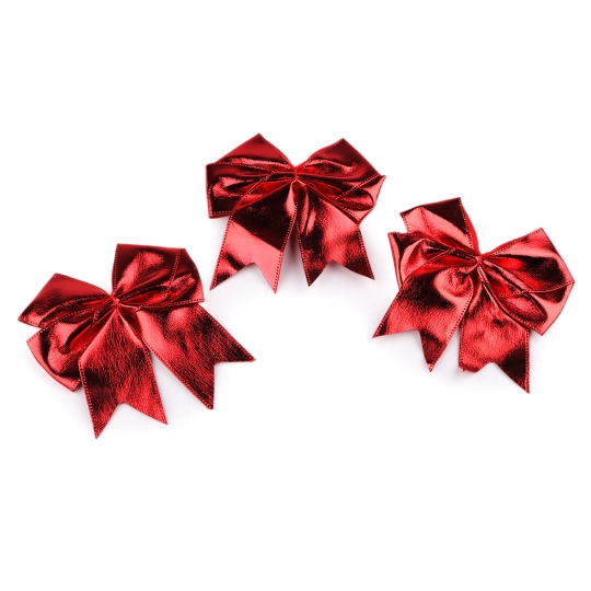 Vánoční červená mašle metalická 10,5x12 cm - 1 ks | Mimib