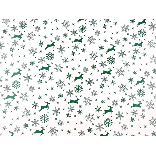 Balicí papír vánoční sob, vločky, hvězdy 0,7x2 m - 1 ks | Mimib