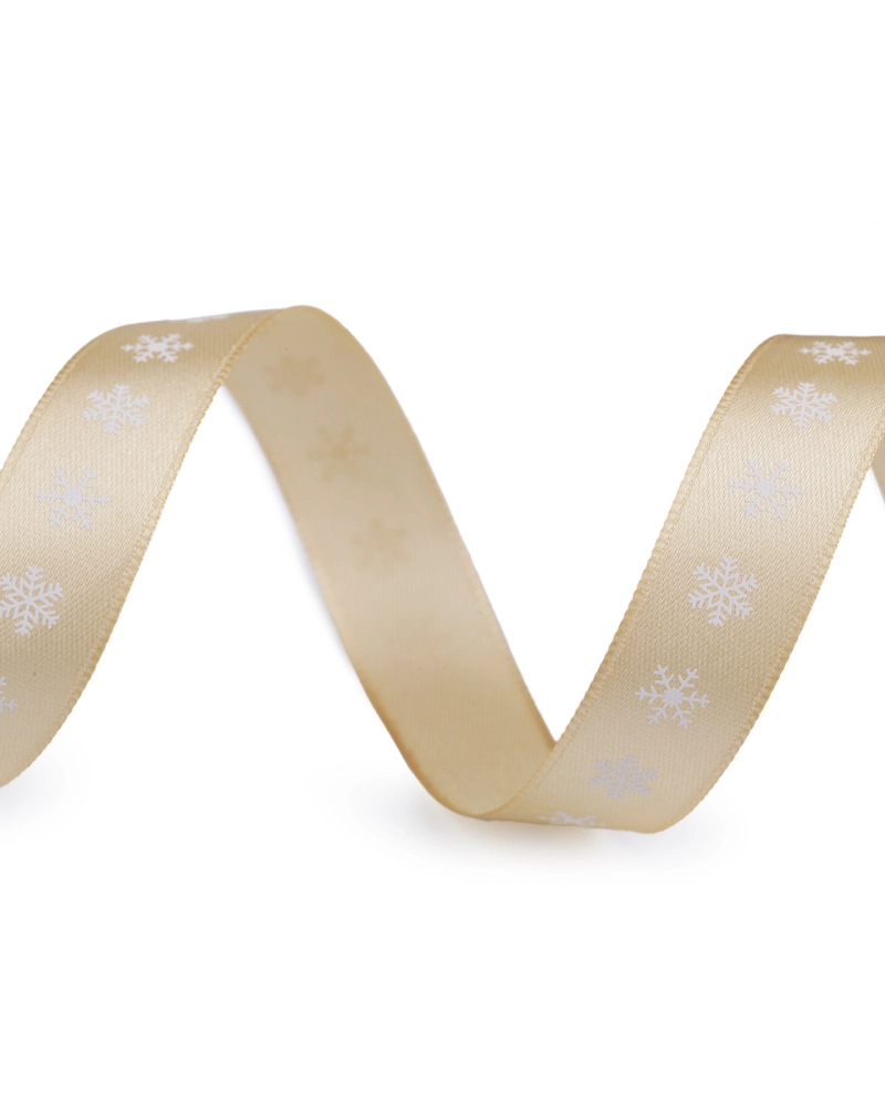 Vánoční saténová stuha vločky šíře 15 mm - 3 m | Mimib
