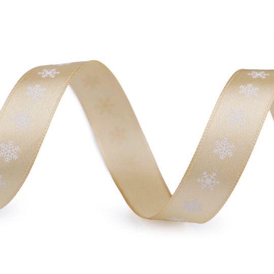 Vánoční saténová stuha vločky šíře 15 mm - 3 m | Mimib