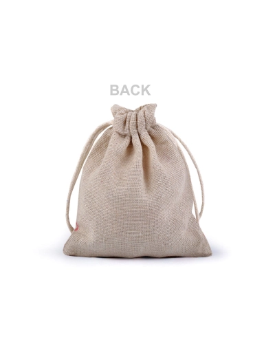 Darčekové vrecko jarné 10x13 cm ľanové s kvetmi - 1 ks | Mimib