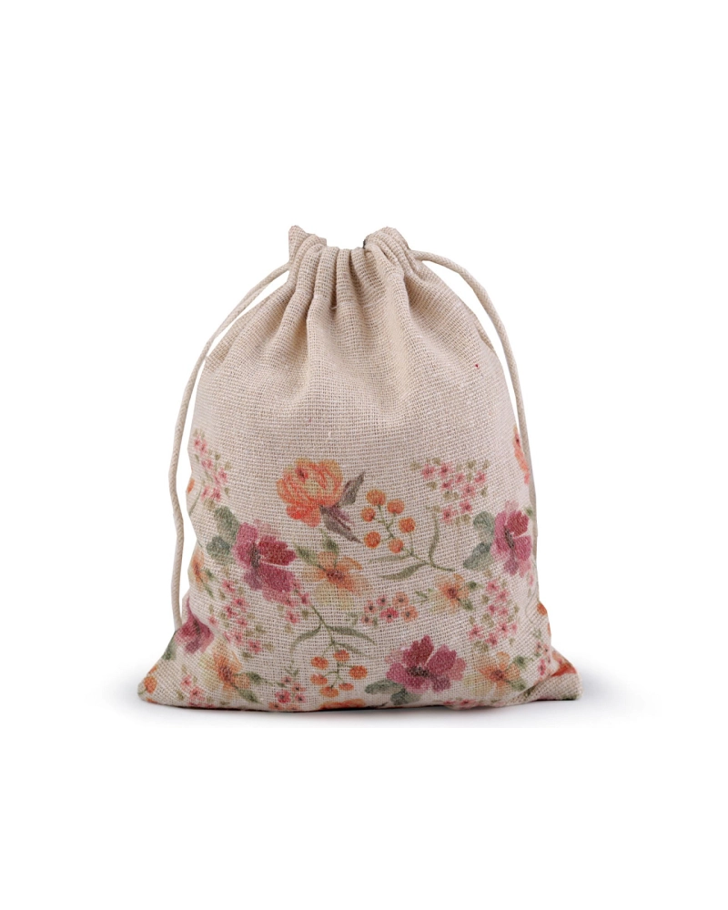 Darčekové vrecko jarné / veľkonočné 13x18 cm ľanové - 1 ks | Mimib