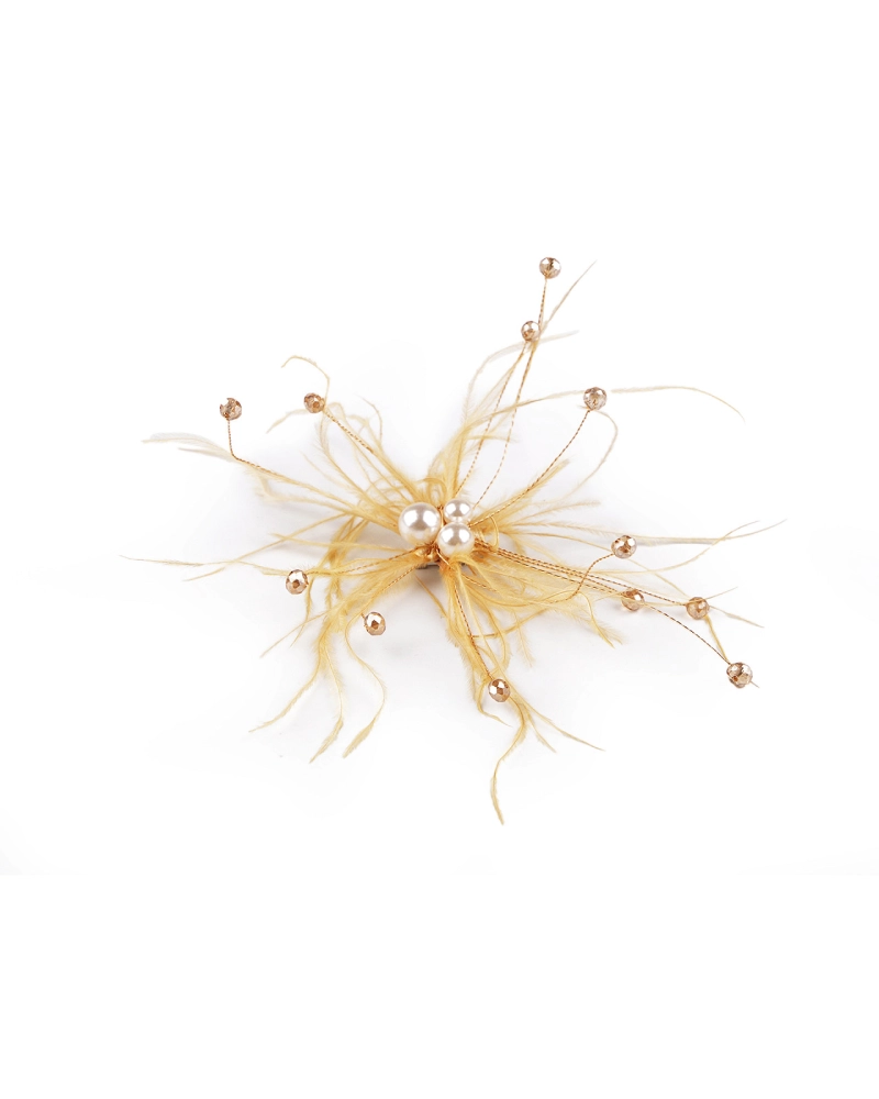 Pierková brošňa s perlami a brúsenými korálkami - 1 ks | Mimib