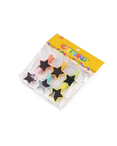 Drevené štipce s tabuľkou - hviezda, srdce, kvet - 1 sáčok | Mimib