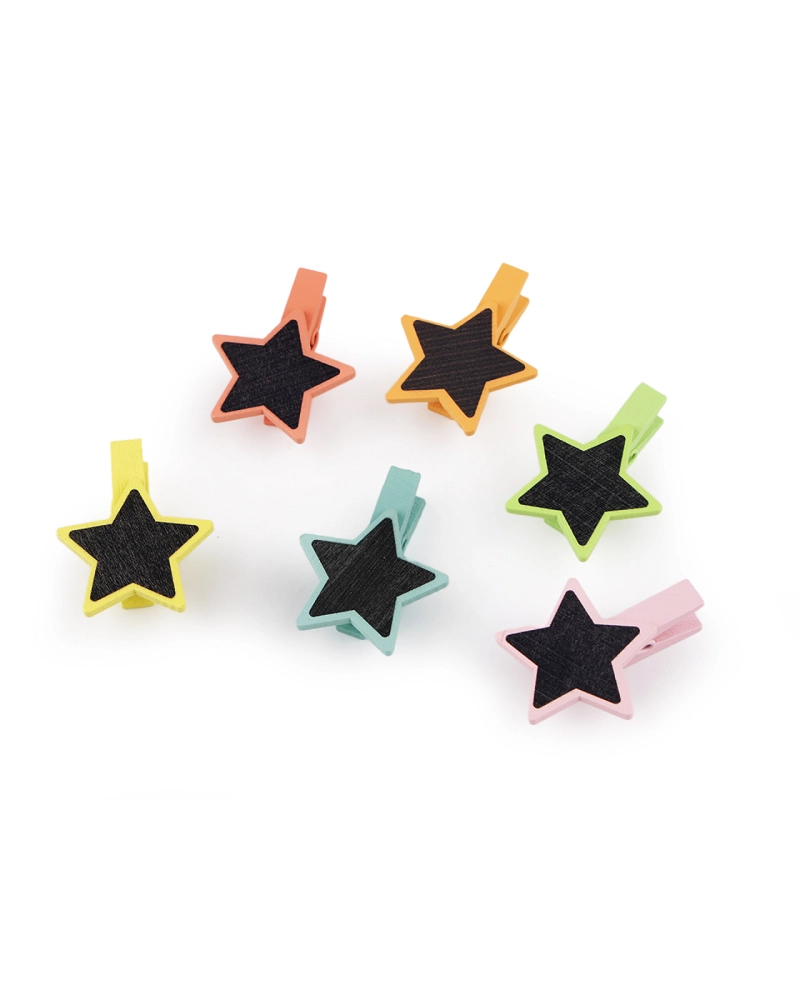 Drevené štipce s tabuľkou - hviezda, srdce, kvet - 1 sáčok | Mimib