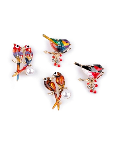 Brošňa s brúsenými kamienkami vtáčik, papagáj - 1 ks | Mimib