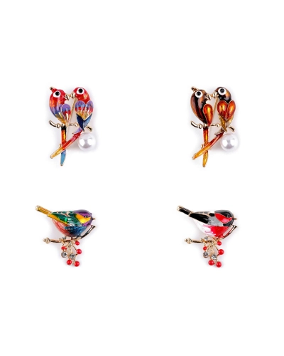 Brošňa s brúsenými kamienkami vtáčik, papagáj - 1 ks | Mimib