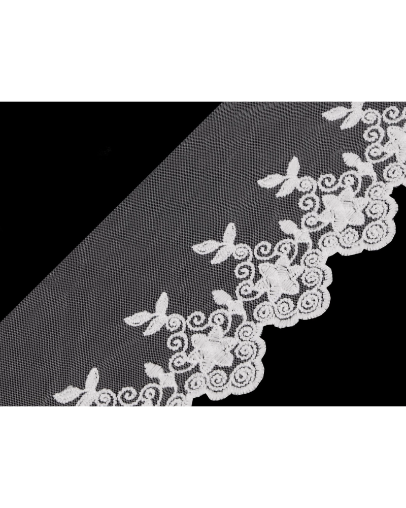 Vyšívaná čipka / prámik na monofile šírka 90 mm - 13.5 m | Mimib