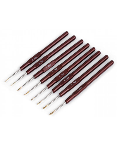 Háček na háčkování se zlatou špičkou vel. 0,5 - 1,9 - 1 ks | Mimib