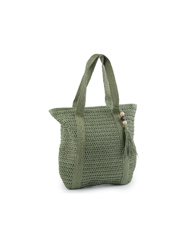 Háčkovaná kabelka z rafie - lyka so zipsom 42x39 cm - 1 ks | Mimib