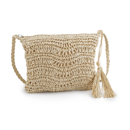 Háčkovavá kabelka z rafie - lyka so zipsom 27x23 cm - 1 ks | Mimib