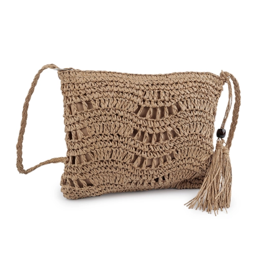 Háčkovavá kabelka z rafie - lyka so zipsom 27x23 cm - 1 ks | Mimib