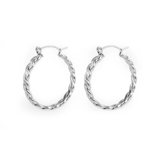 Náušnice z nerezovej ocele splietané kruhy - 1 pár | Mimib