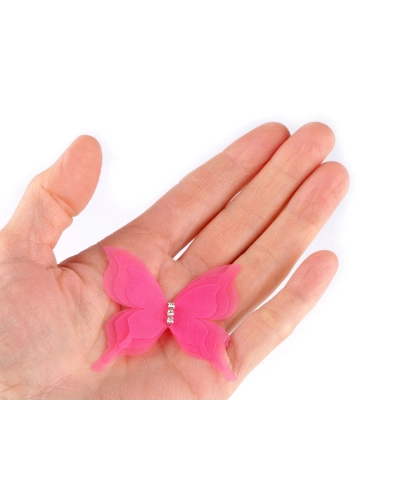 Motýľ s brúsenými kamienkami na našitie a nalepenie, trojvrstvový 3D - 10 ks | Mimib