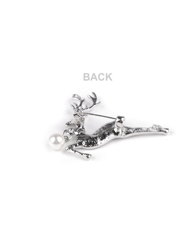 Brošňa s brúsenými kamienkami a perlou jeleň - 1 ks | Mimib