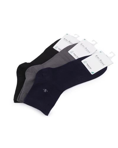 Pánske bavlnené ponožky Emi Ross hladké - 3 pár | Mimib