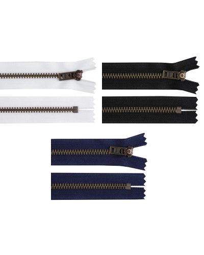 Kovový zips YKK No 5 dĺžka 18 cm staromosadzný (jeansový) - 1 ks | Mimib