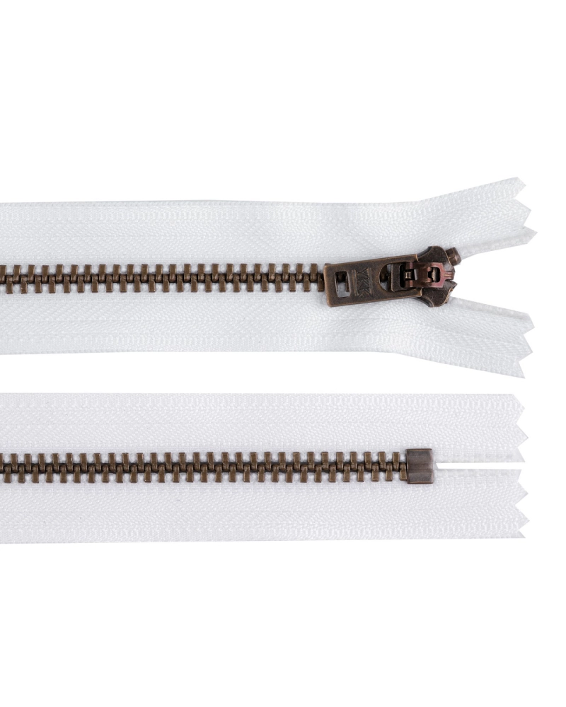 Kovový zips YKK No 5 dĺžka 18 cm staromosadzný (jeansový) - 1 ks | Mimib