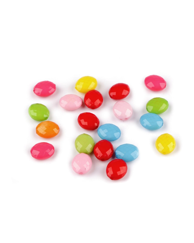 Plastové korálky ploškované ováliky 11x13 mm - 20 ks | Mimib