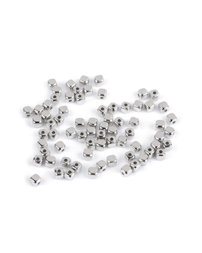 Plastové korálky mini hviezdičky, srdiečka, kocky metalické - 10 g | Mimib