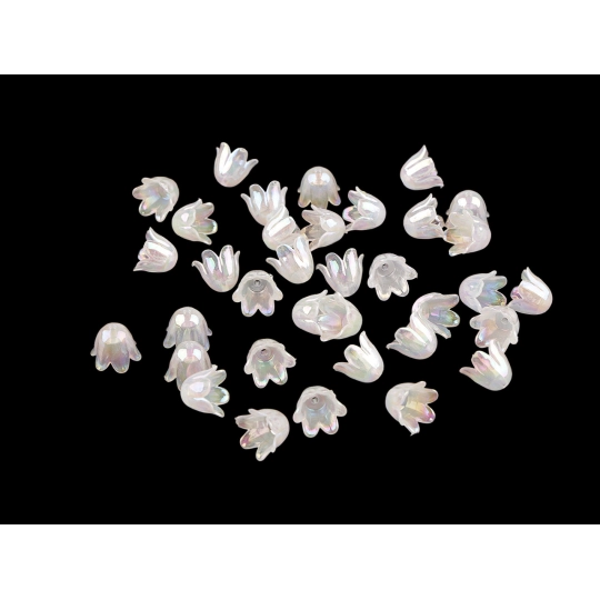 Plastové korálky zvonček / sukienka s AB efektom 9x11 mm - 10 g | Mimib