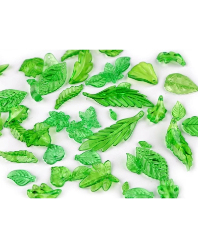 Plastové koráliky lístočky mix tvarov aj veľkostí - 20 g | Mimib