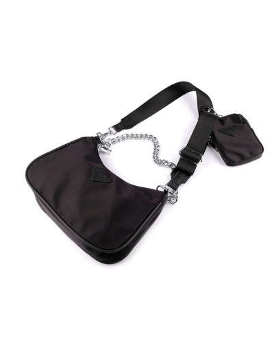 Kabelka nylonová 2v1 so striebornou retiazkou 26x16 cm - 1 ks | Mimib