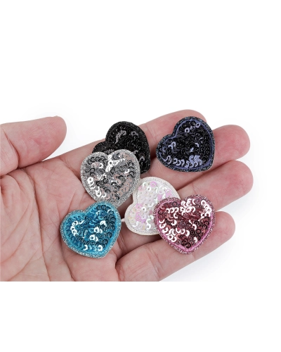 Nažehlovačka srdca s flitrami - 10 ks | Mimib