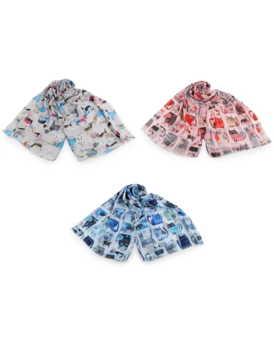 Letná šatka / šál mačky a psy 70x180 cm - 1 ks | Mimib