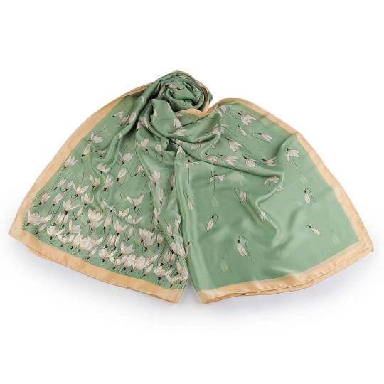 Saténová šatka / šál snežienky 85x185 cm - 1 ks | Mimib