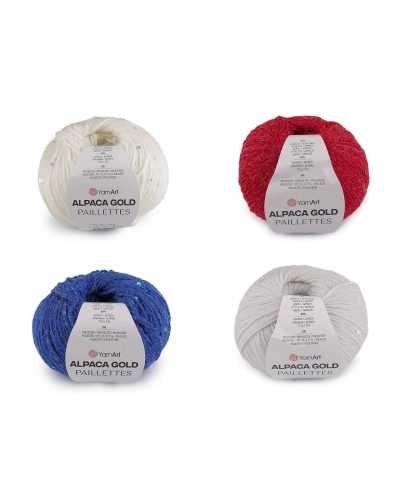 Pletacia priadza Alpaca Gold s flitrami 50 g - 1 ks | Mimib