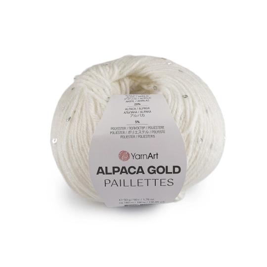 Pletacia priadza Alpaca Gold s flitrami 50 g - 1 ks | Mimib
