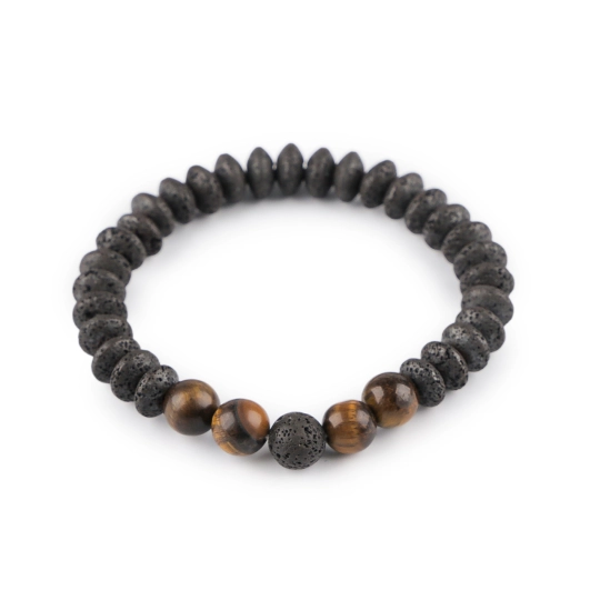 Náramok pružný z minerálov, láva, unisex - 1 ks | Mimib