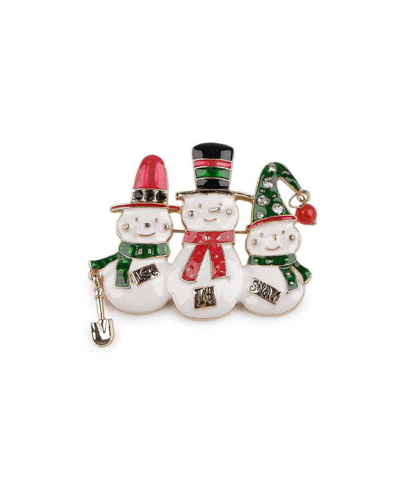 Brošňa soby na korčuliach, snehuliaci - 1 ks | Mimib