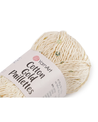 Pletacia priadza Cotton Gold Paillettes s flitrami 50 g - 1 ks | Mimib