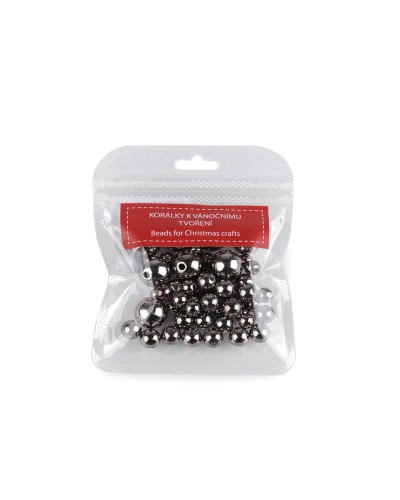 Sada metalických korálikov na vianočné tvorenie mix veľkostí - 1 sáčok | Mimib