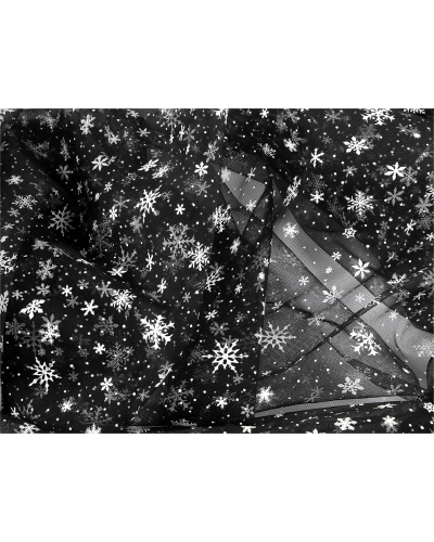 Tyl odevný / dekoračný vianočné vločky - 1 m | Mimib
