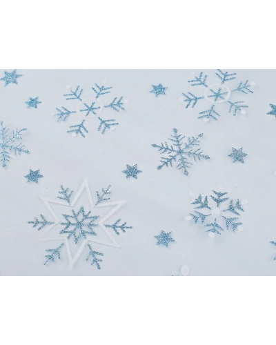 Tyl odevný / dekoračný vianočné vločky s glitrami - 1 m | Mimib