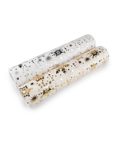 Vianočný velvet / zamat na výrobu behúňov a dekorácií - vločka, šírka 28 cm - 2.7 m | Mimib