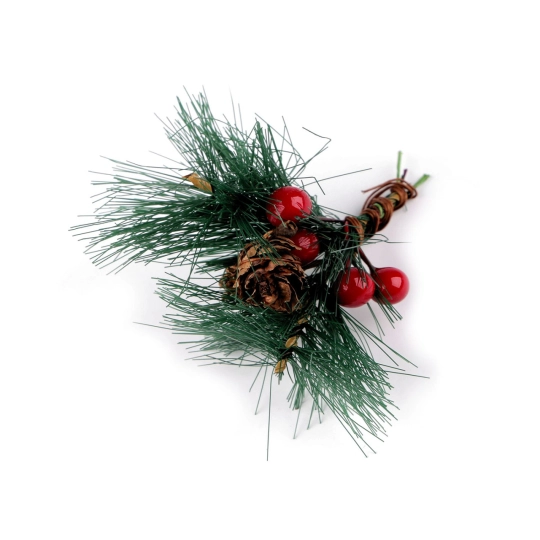 Umelá vianočná vetvička na drôtiku - 3 ks | Mimib