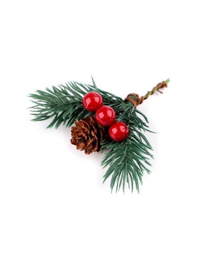 Umelá vianočná vetvička na drôtiku - 3 ks | Mimib