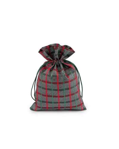 Vianočné darčekové vrecúško káro s lurexom 13x18 cm - 10 ks | Mimib