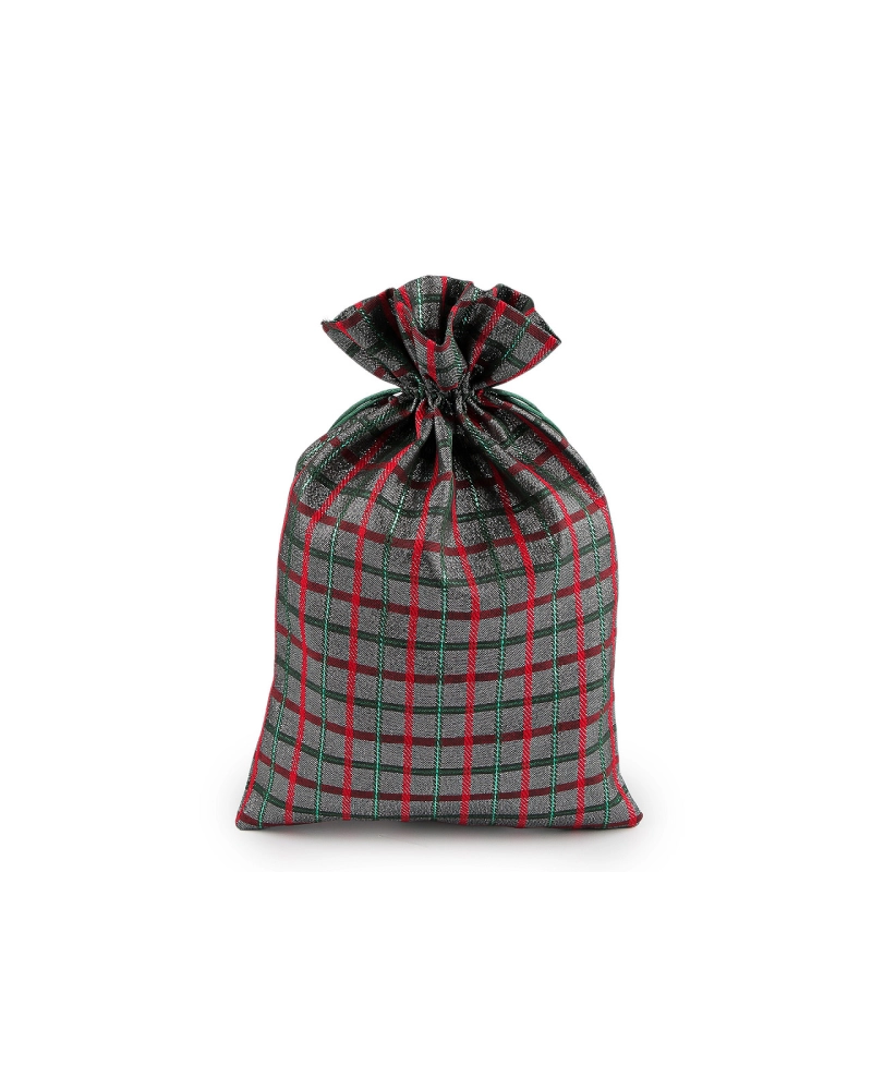 Vianočné darčekové vrecúško káro s lurexom 20x30 cm - 10 ks | Mimib