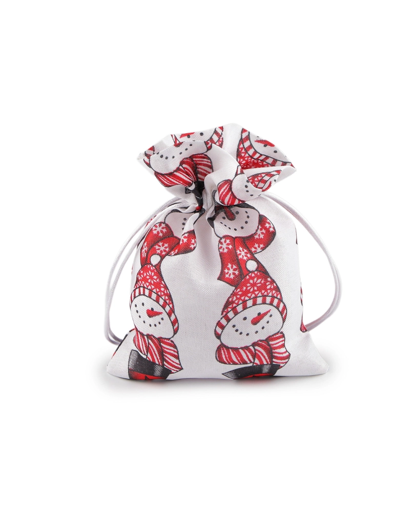 Vianočné darčekové vrecko snehuliak 13x18 cm imitácia juty - 1 ks | Mimib