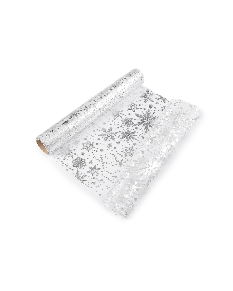 Vianočná organza s potlačou - vločka, šírka 36 cm - 4.5 m | Mimib