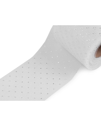 Tylová stuha so striebornými bodkami šírka 75 mm - 22.5 m | Mimib