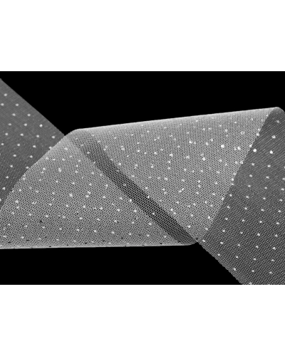 Tylová stuha so striebornými bodkami šírka 10 cm - 22.5 m | Mimib