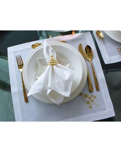 Prestieranie textilné, lurexová výšivka vianočný stromček 42x42 cm - 2 ks | Mimib