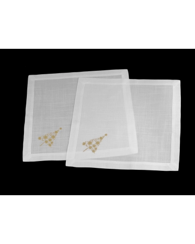 Prestieranie textilné, lurexová výšivka vianočný stromček 42x42 cm - 2 ks | Mimib